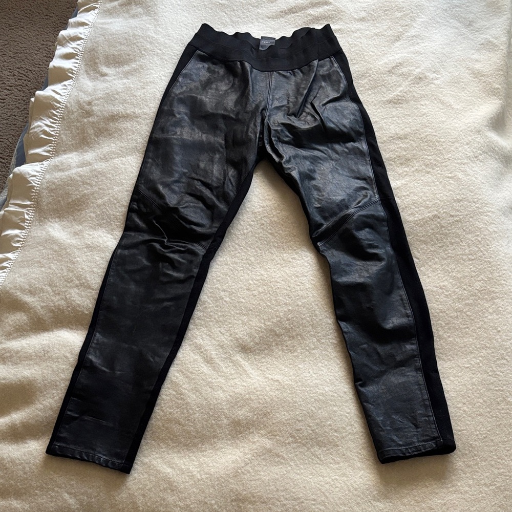 PAIGE Black Leather Textured Pants